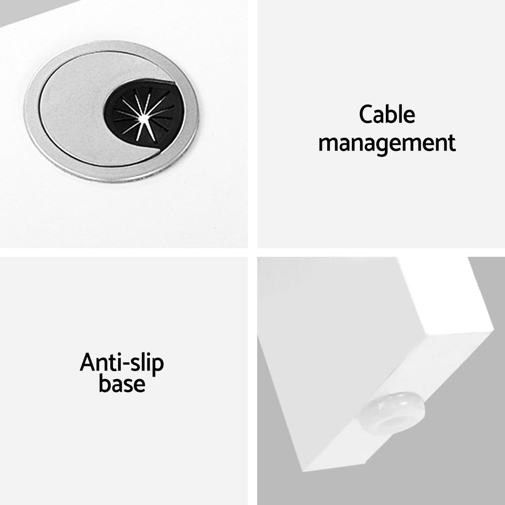 Artiss Computer Desk Shelf L-Shape White 136CM 6