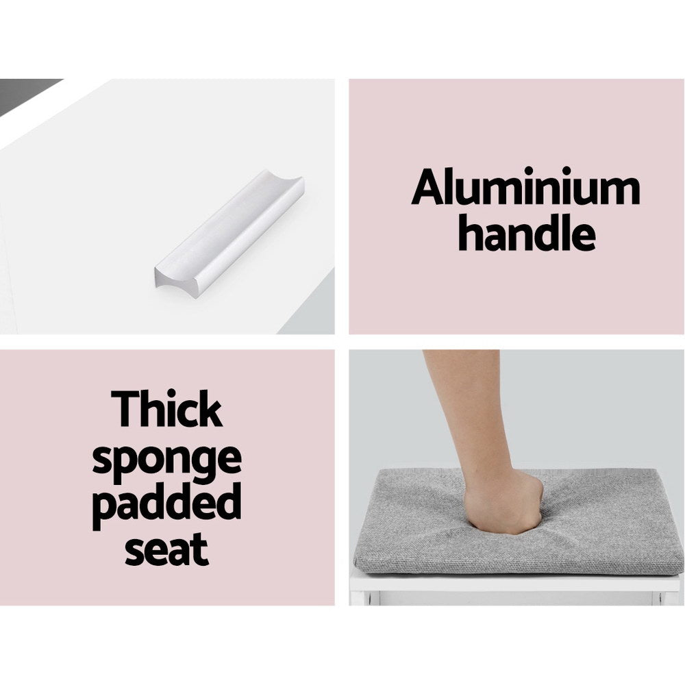 Artiss Dressing Table Stool Set Sliding Mirror White Demi 8