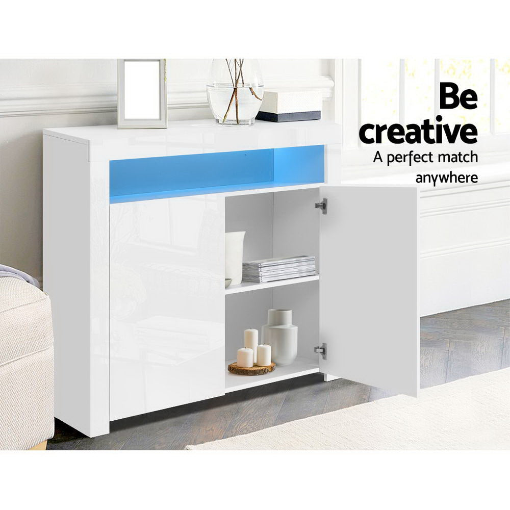 Artiss Buffet Sideboard LED - ARNO White 8