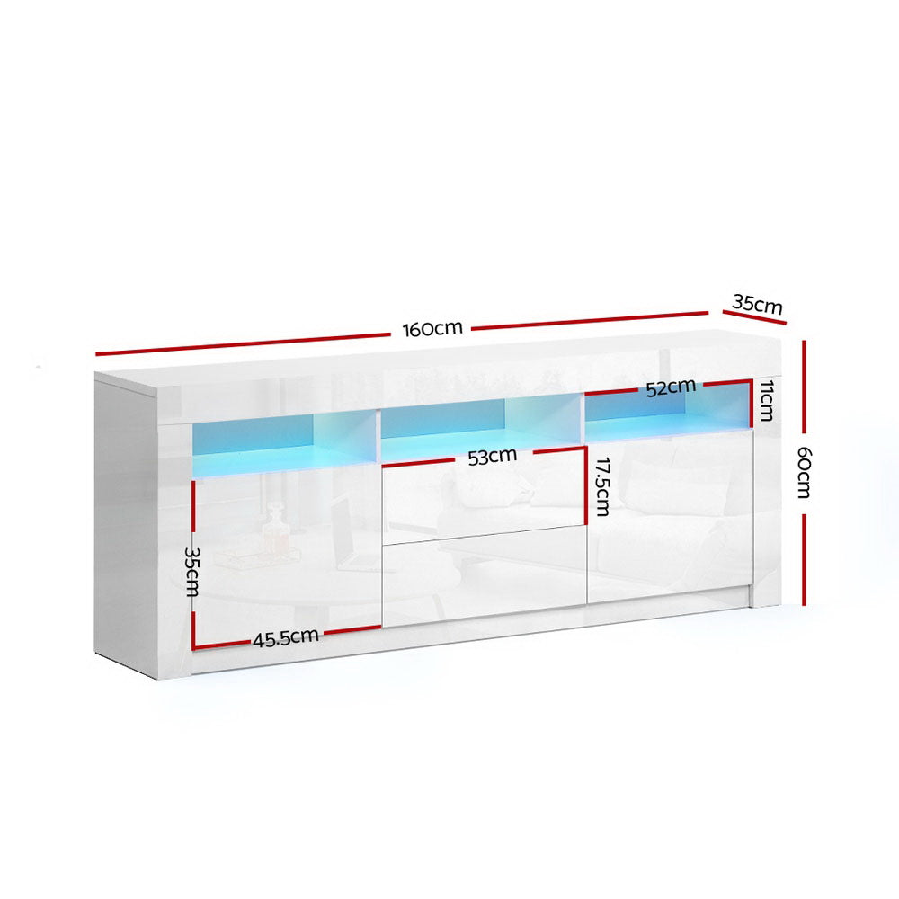 Artiss Entertainment Unit TV Cabinet LED 160cm White Anna 4