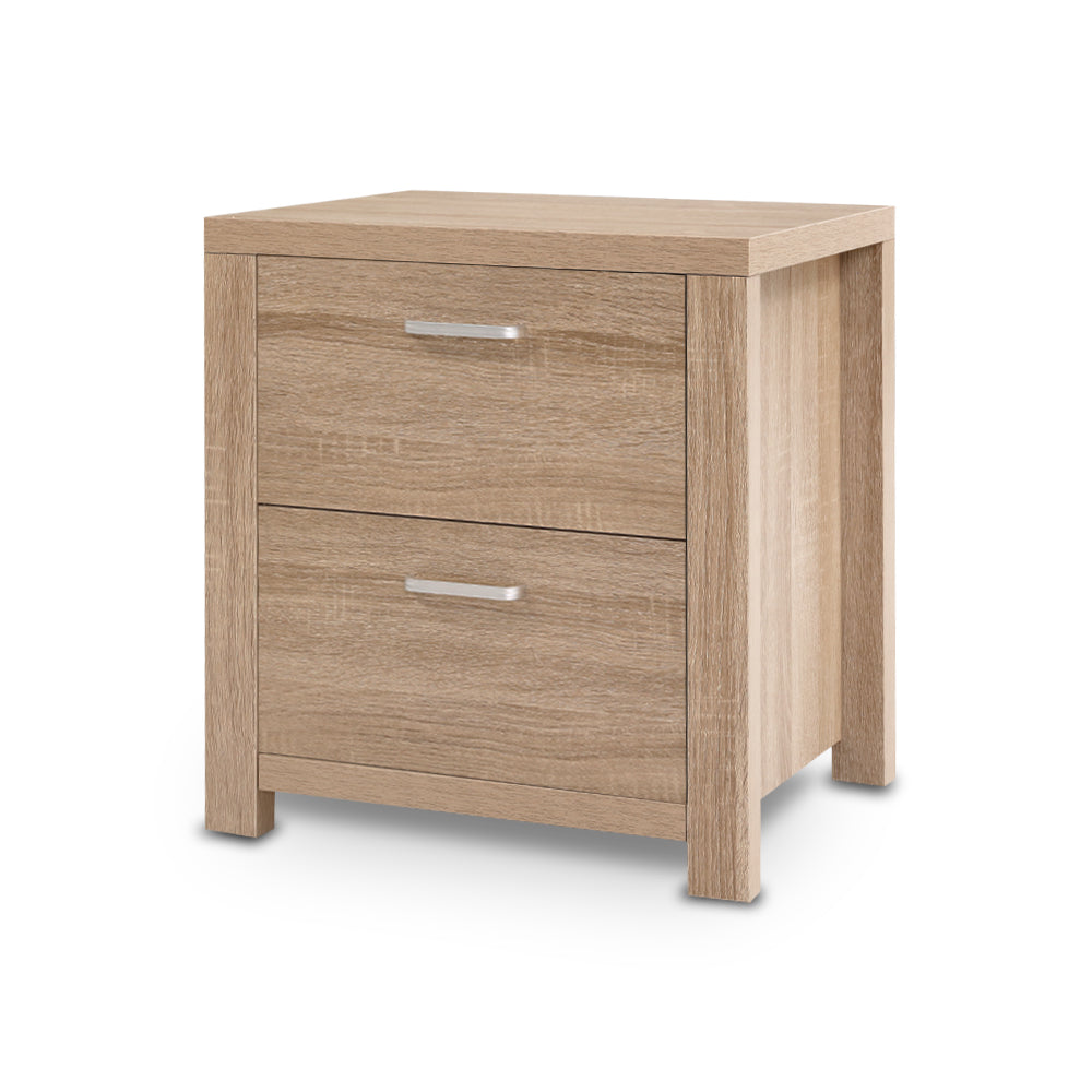 Artiss Bedside Table 2 Drawers - MAXI Pine 3