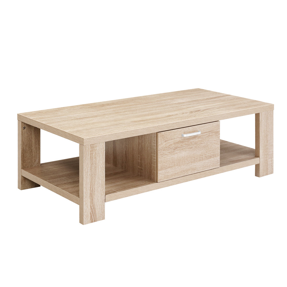 Artiss Coffee Table 1 Drawer Oak Maxi 7