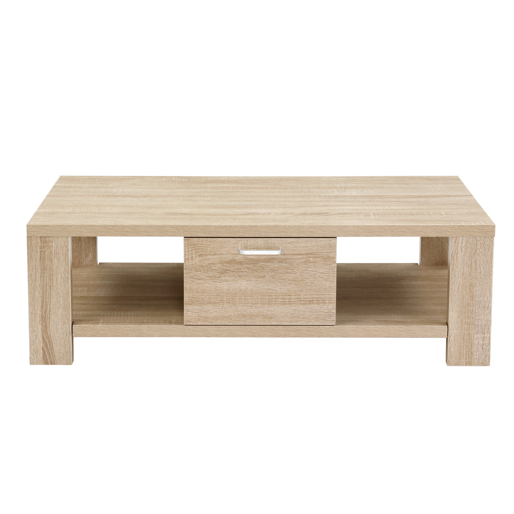 Artiss Coffee Table 1 Drawer Oak Maxi 3