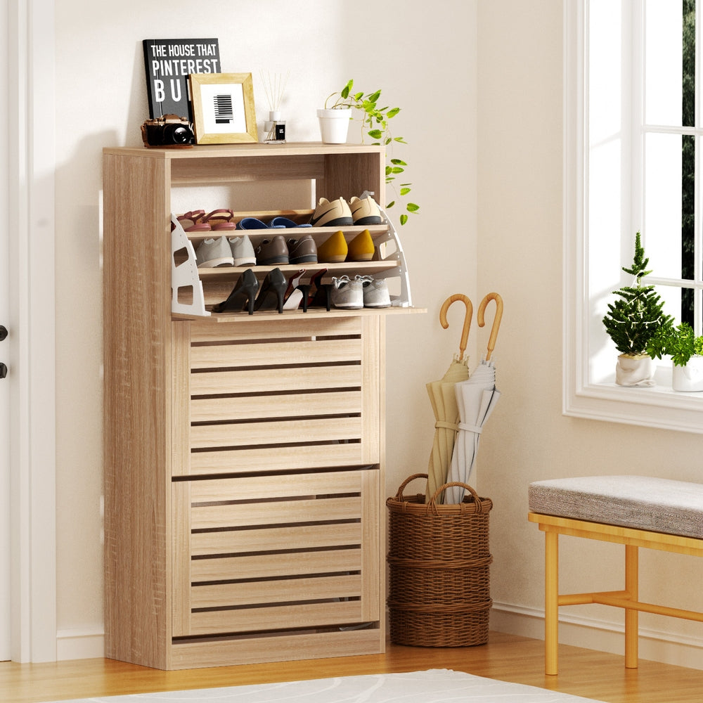 Artiss Shoe Cabinet Storage Drawer 45 Pairs Pine 7