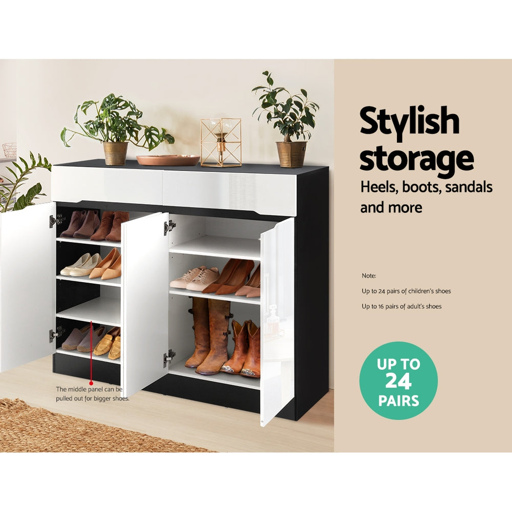 Artiss Shoe Rack Cabinet Storage 120cm w/ Drawer - White Lydia 6