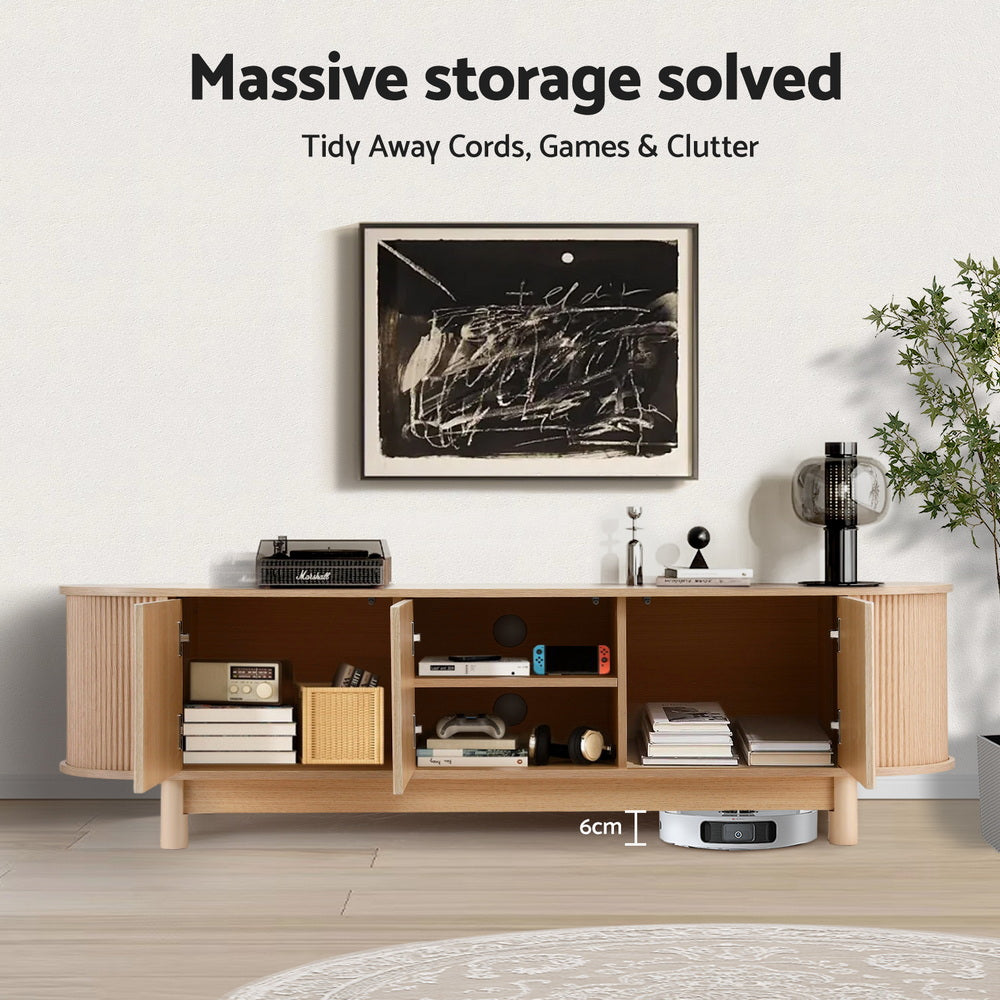 Artiss TV Unit Entertainment Unit Storage Cabinet 160cm Pine 6