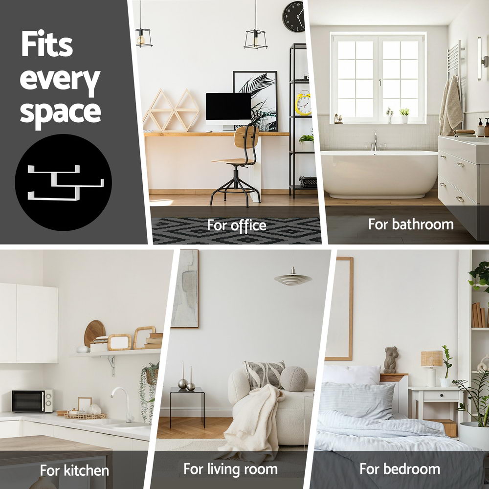 Artiss Floating Wall Shelf 3 Tier White 5