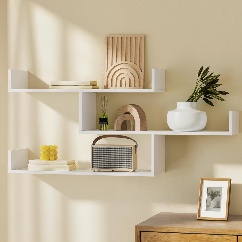 Artiss Floating Wall Shelf 3 Tier White 7