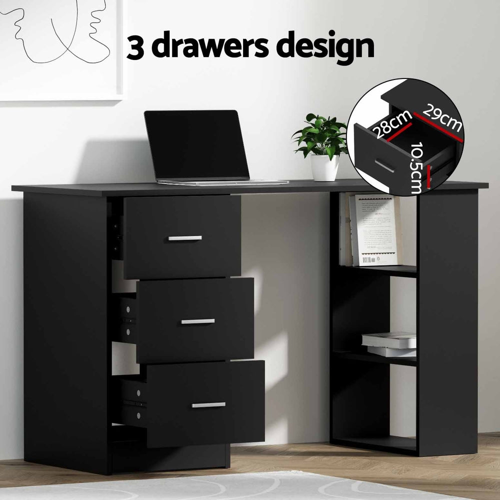Artiss Computer Desk Drawer Shelf Cabinet Black 120CM 5
