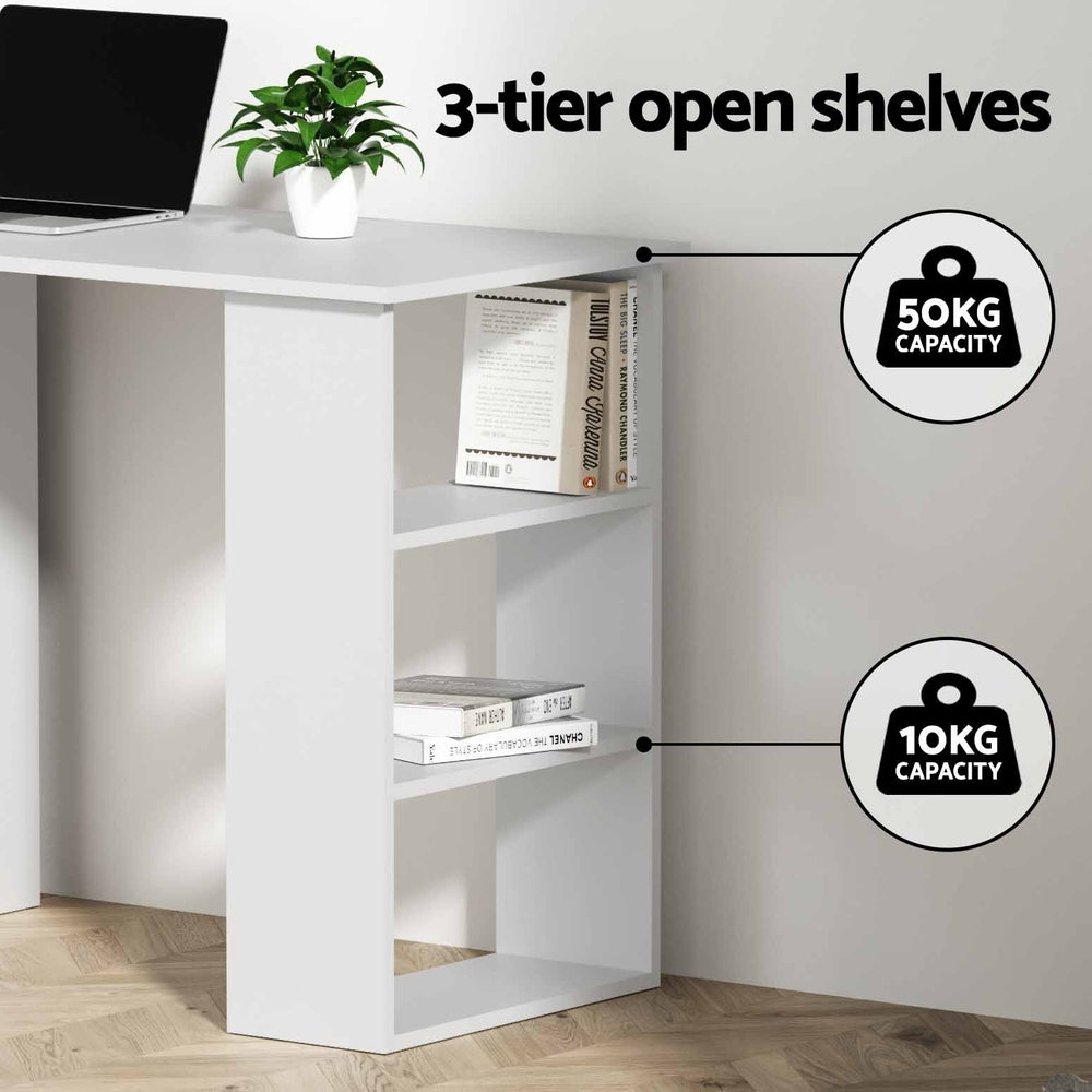 Artiss Computer Desk Drawer Shelf Cabinet White 120CM 4
