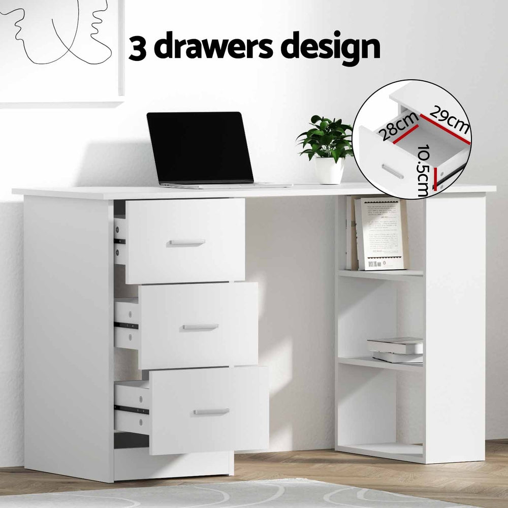 Artiss Computer Desk Drawer Shelf Cabinet White 120CM 5