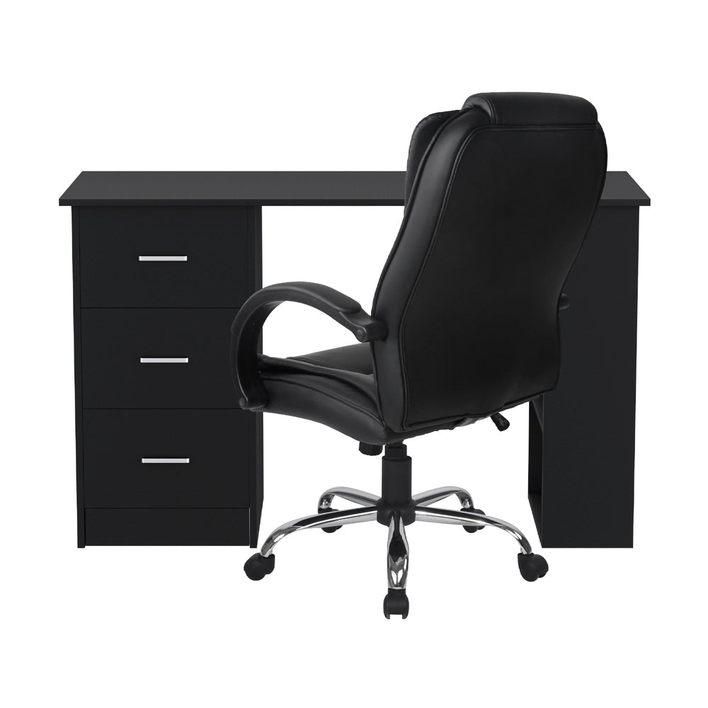 Artiss Computer Desk 120cm Executive Office Chair Set PU Leather High Back Black 3