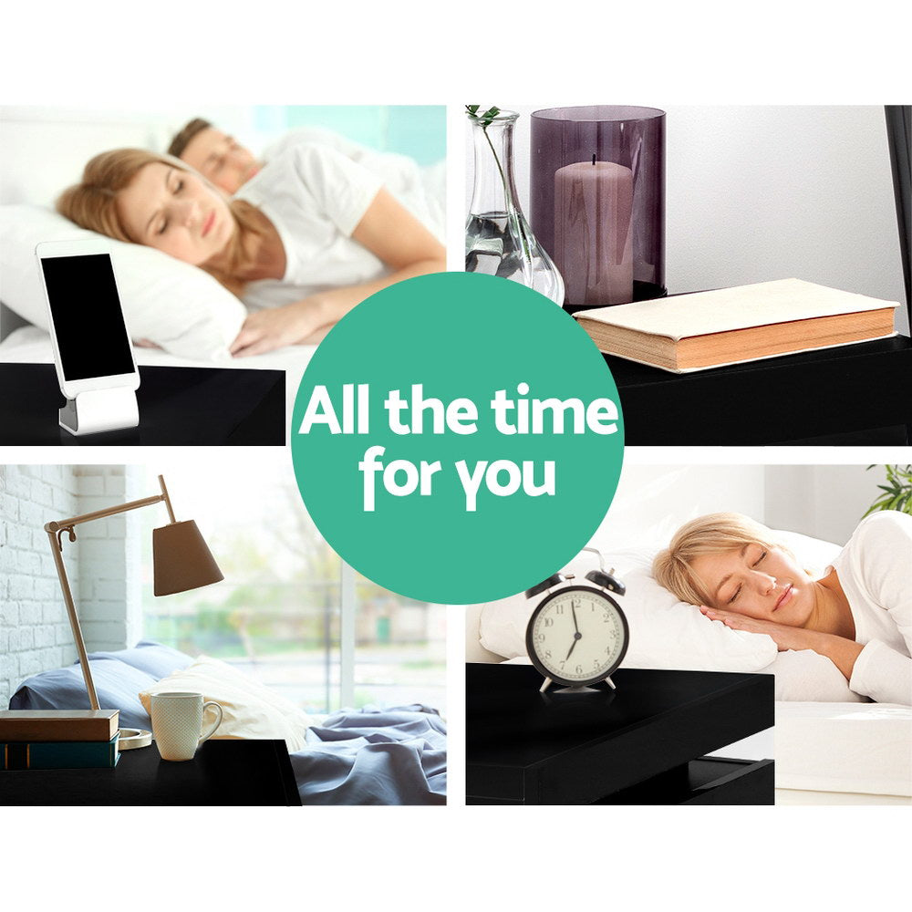 Artiss Bedside Table LED 3 Drawers - COLEY Black 7