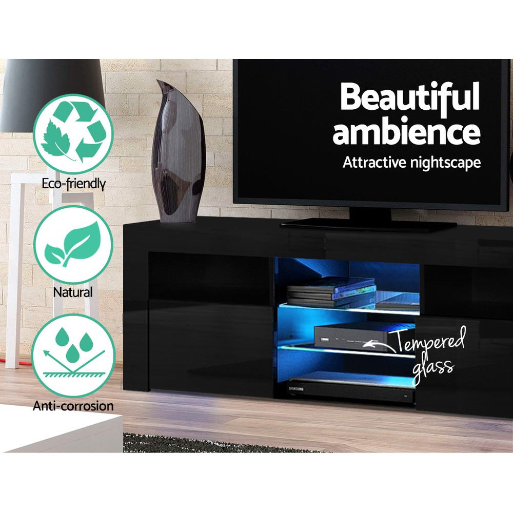 Artiss Entertainment Unit TV Cabinet LED 160cm Black Bobi 6