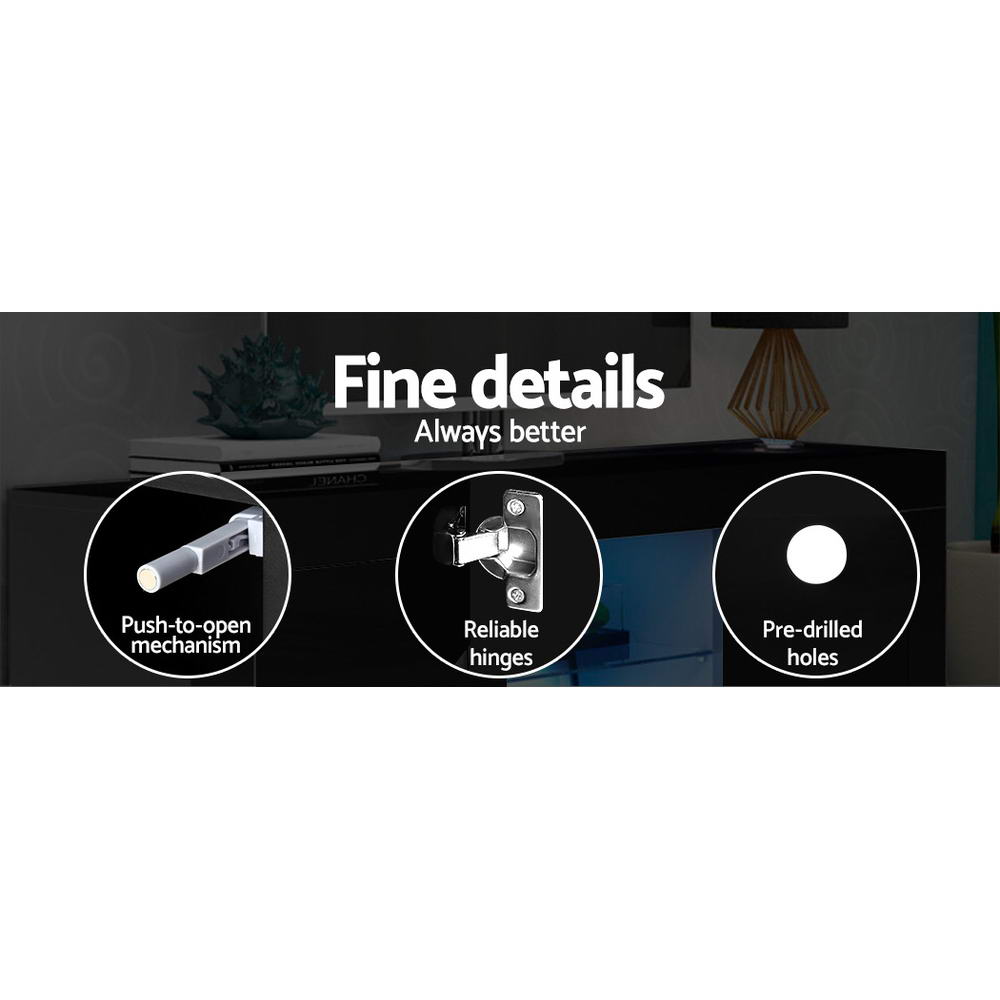 Artiss Entertainment Unit TV Cabinet LED 160cm Black Bobi 8