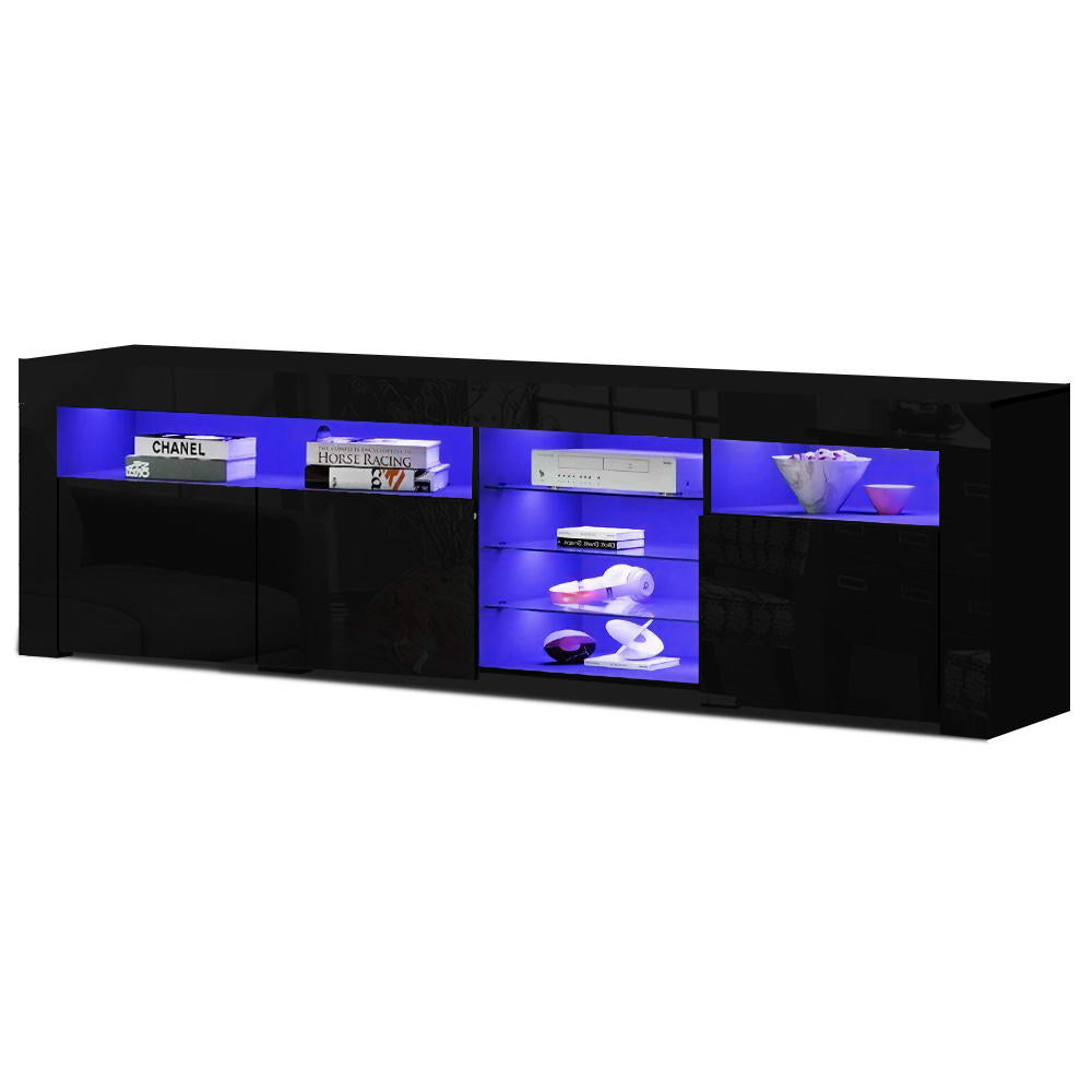 Artiss Entertainment Unit TV Cabinet LED 180cm Black Bobi 3