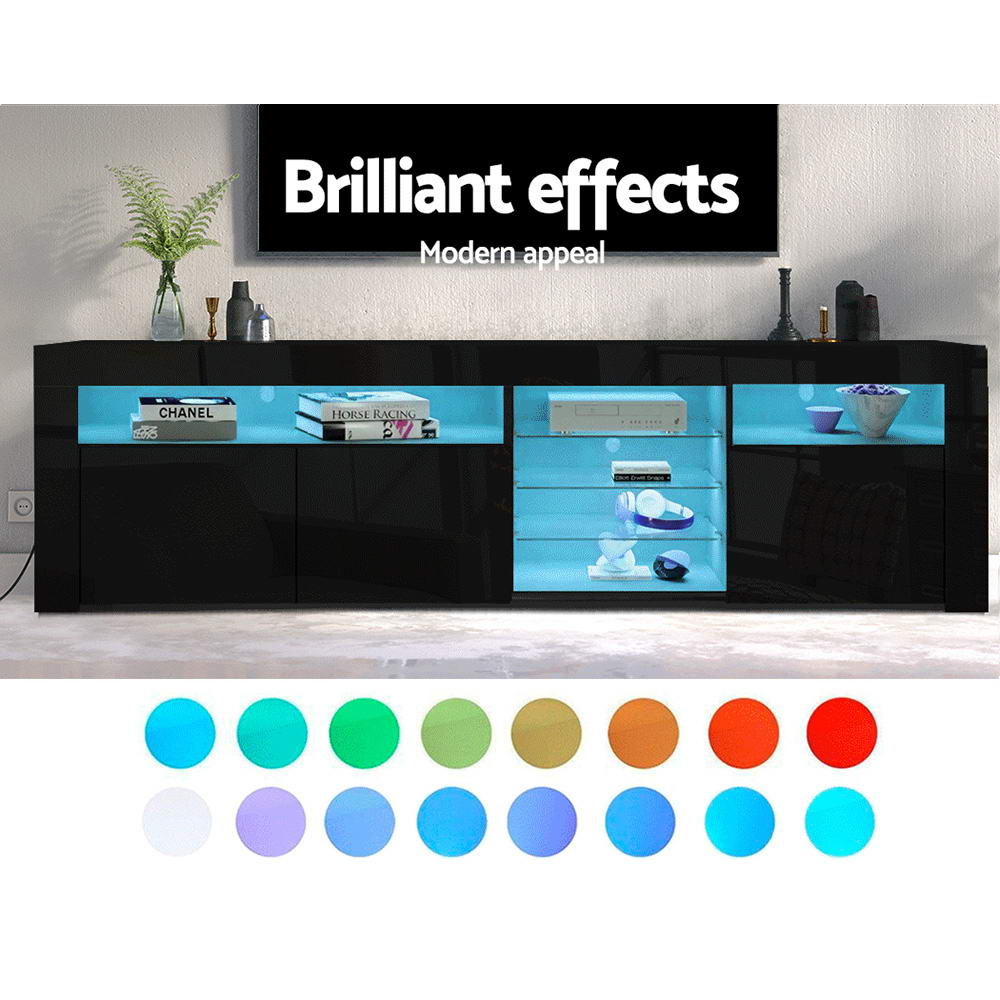 Artiss Entertainment Unit TV Cabinet LED 180cm Black Bobi 5