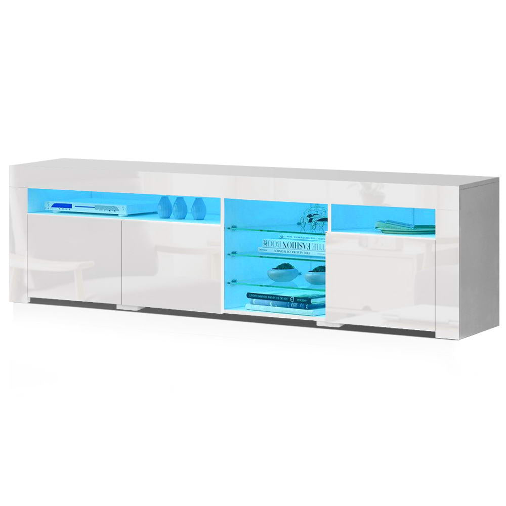 Artiss Entertainment Unit TV Cabinet LED 180cm White Bobi 3