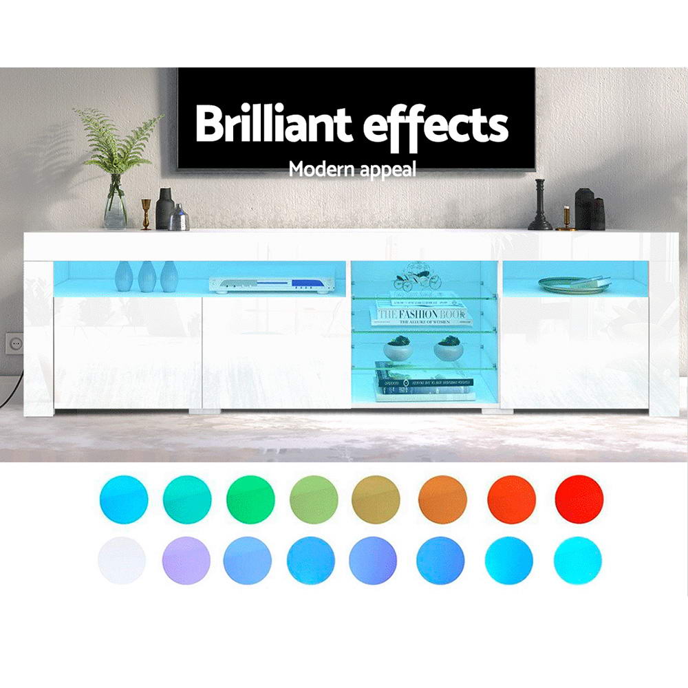 Artiss Entertainment Unit TV Cabinet LED 180cm White Bobi 5