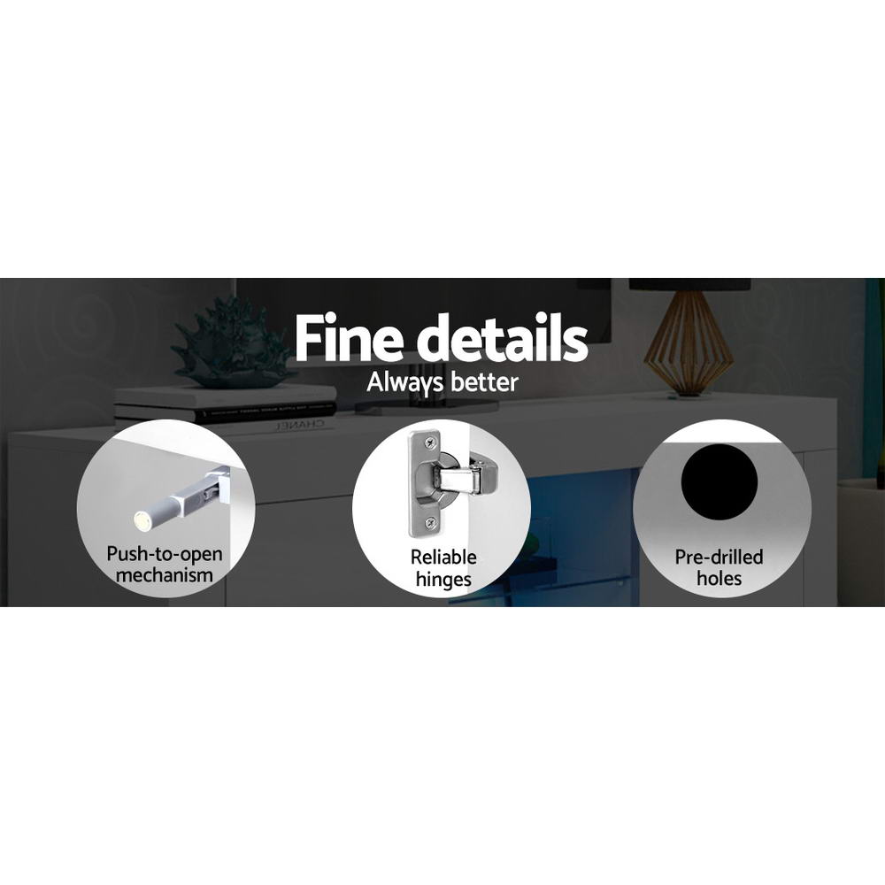 Artiss Entertainment Unit TV Cabinet LED 180cm White Bobi 8