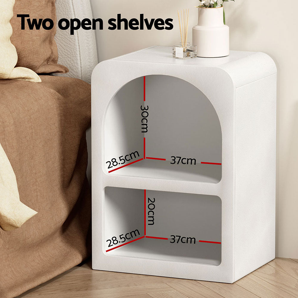 Artiss Bedside Table Shelves Side End Table Storage Nightstand White ARCHED 6