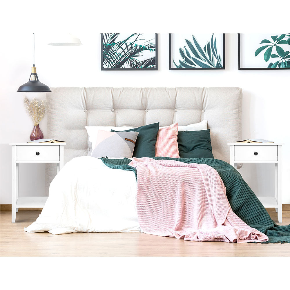 Artiss Bedside Table 1 Drawer with Shelf - BOWIE White 8