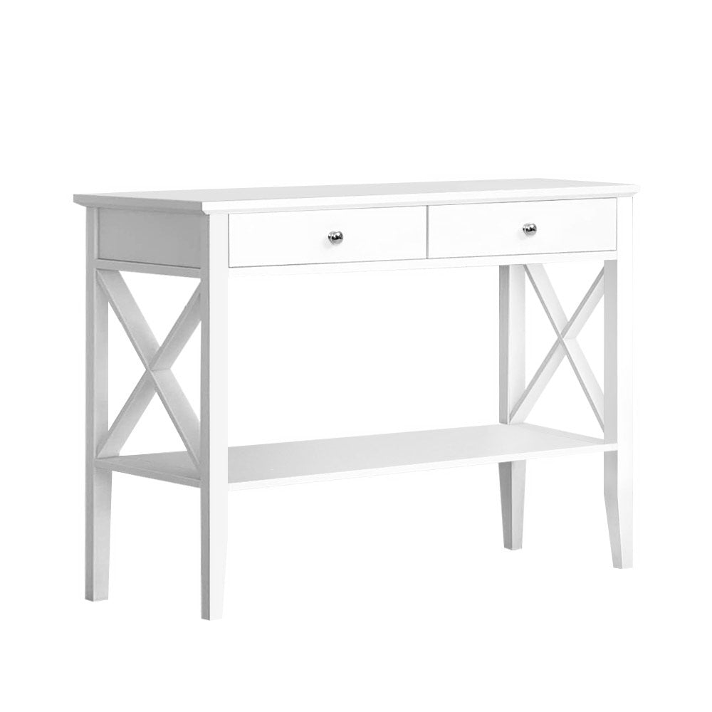 Artiss Console Table 2 Drawers 100CM White Chole 3