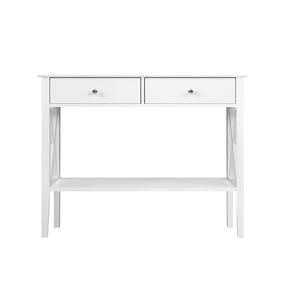 Artiss Console Table 2 Drawers 100CM White Chole 5