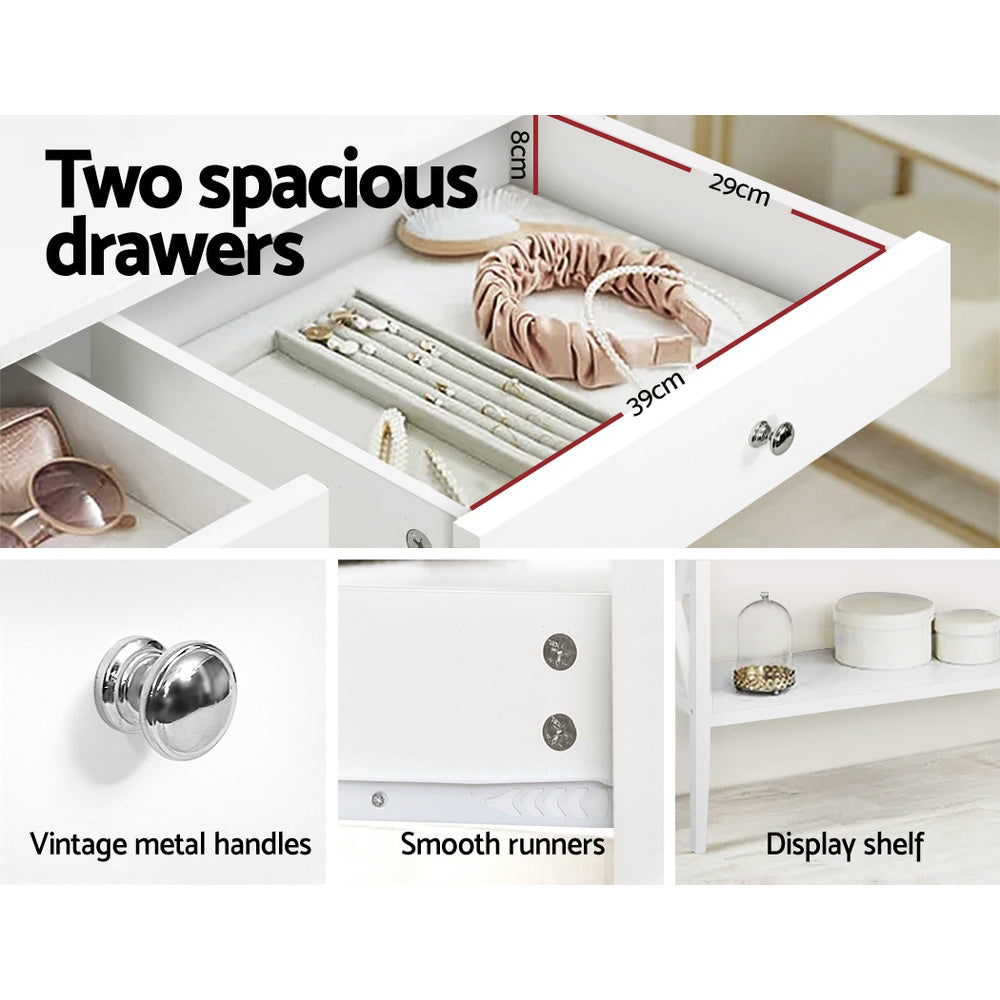 Artiss Console Table 2 Drawers 100CM White Chole 8