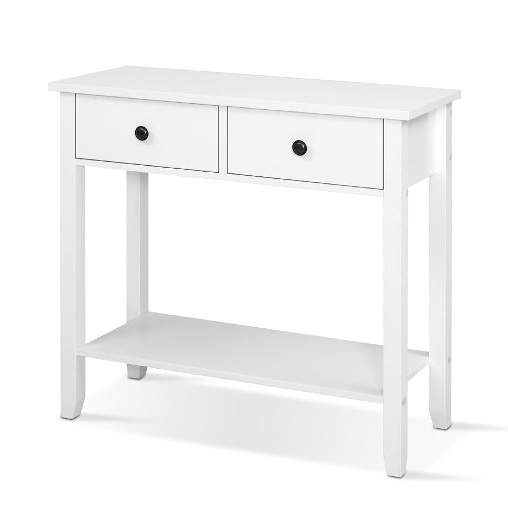 Artiss Console Table 2 Drawers 80CM White Chole 3