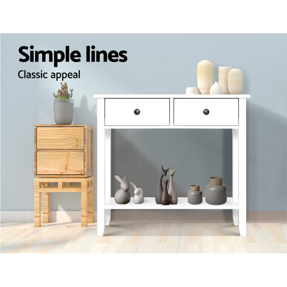 Artiss Console Table 2 Drawers 80CM White Chole 5