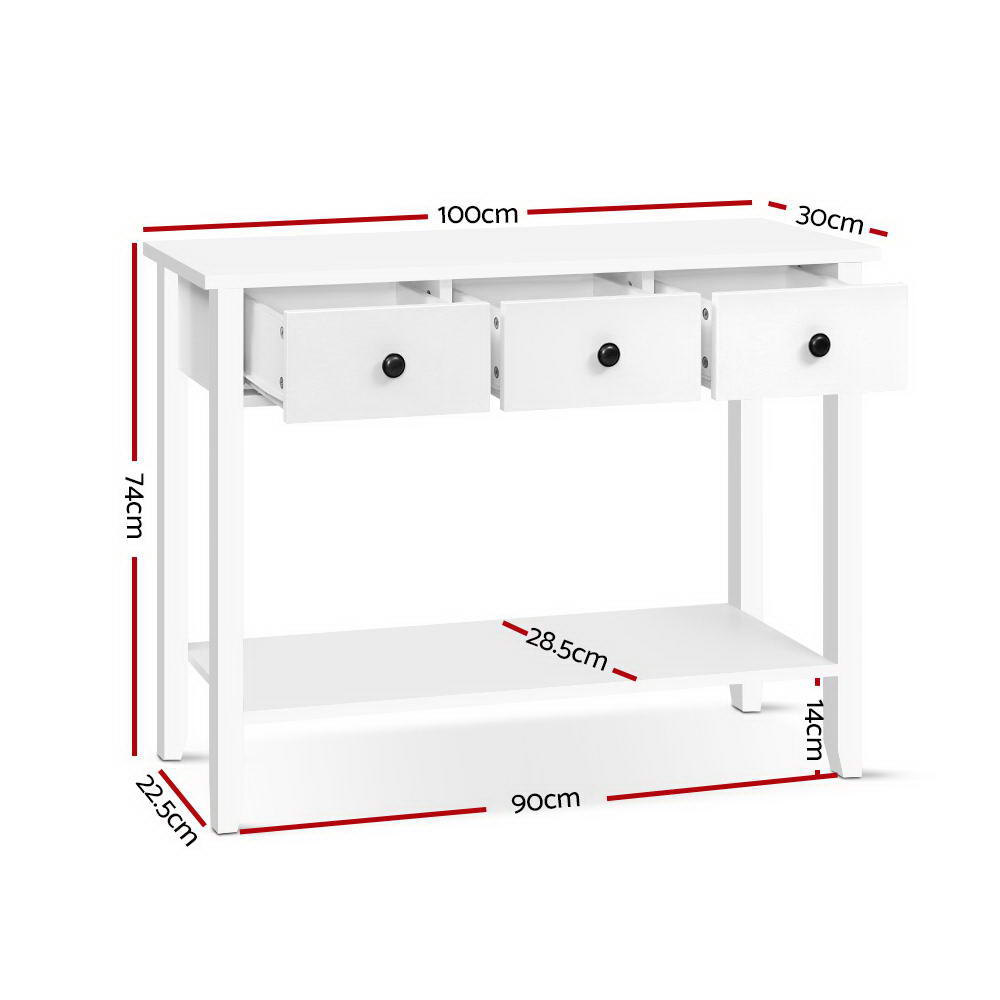 Artiss Console Table 3 Drawers 100CM White Chole 4