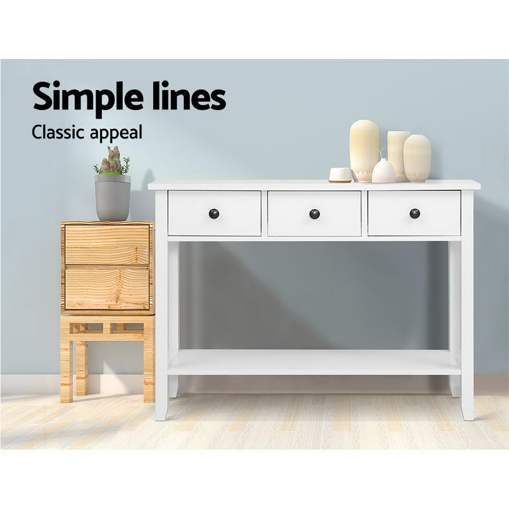 Artiss Console Table 3 Drawers 100CM White Chole 5