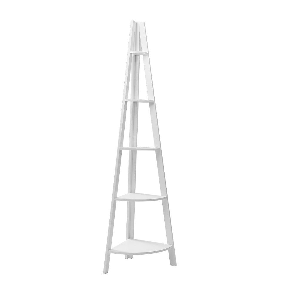 Artiss Bookshelf Corner Shelf 5 Tiers - CANE White 3