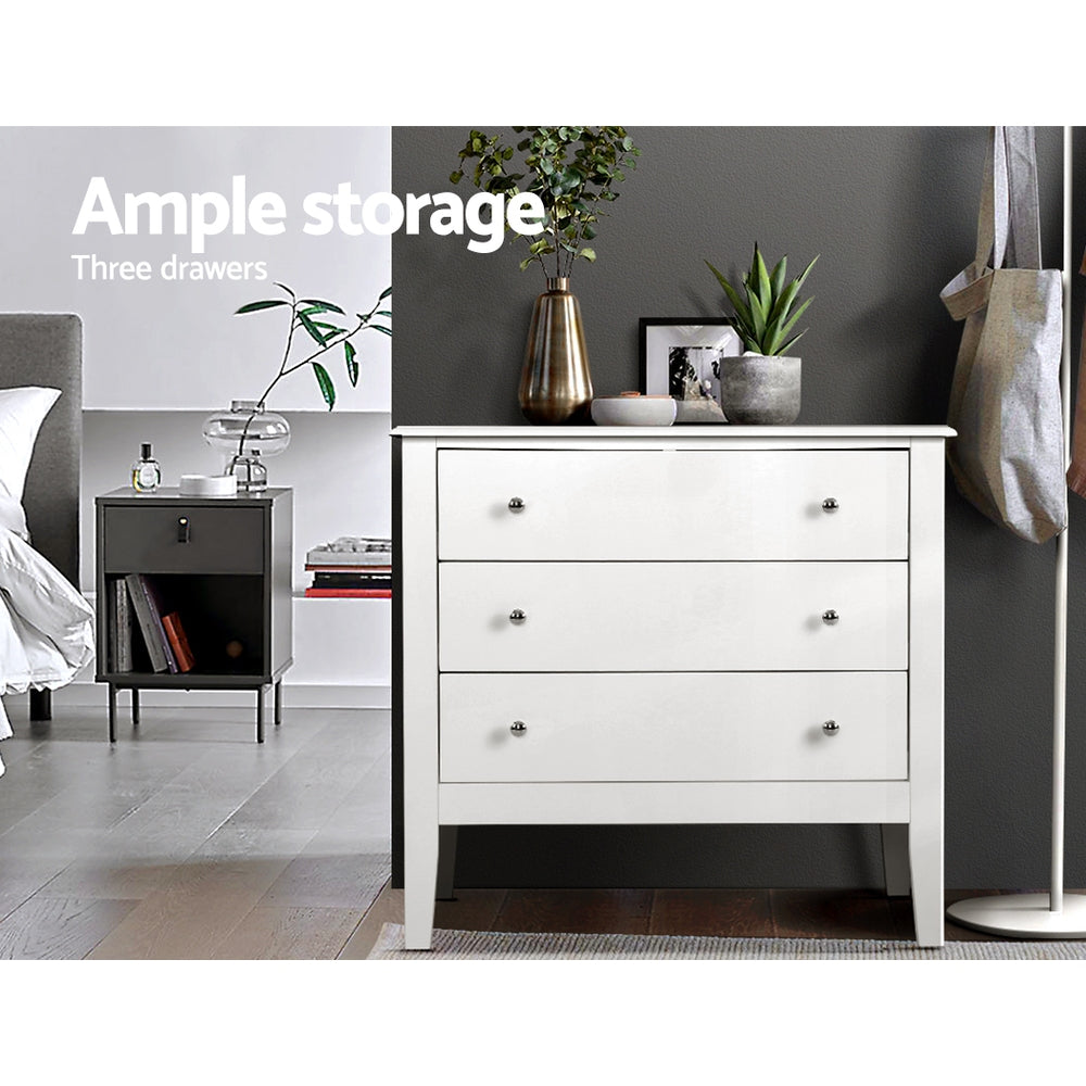 Artiss 3 Chest of Drawers - BRITTANY White 6