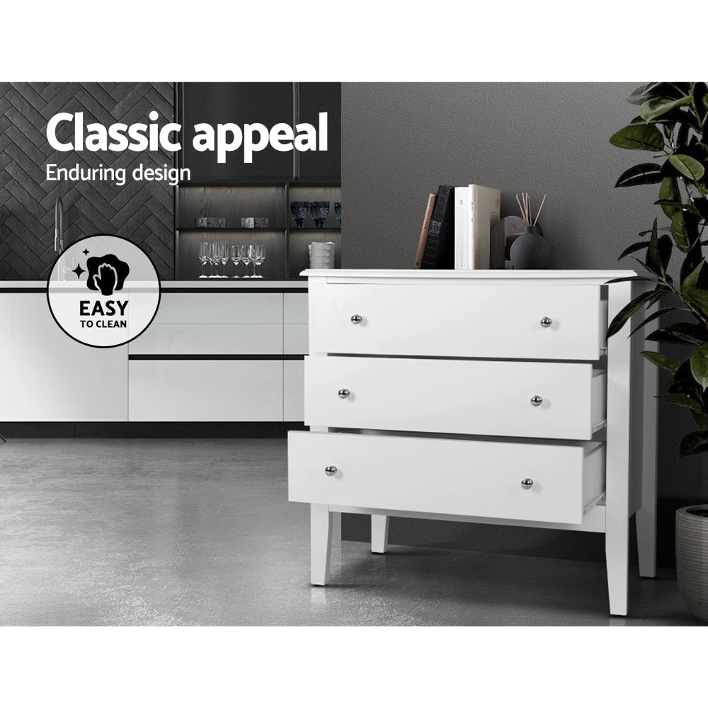 Artiss 3 Chest of Drawers - BRITTANY White 7