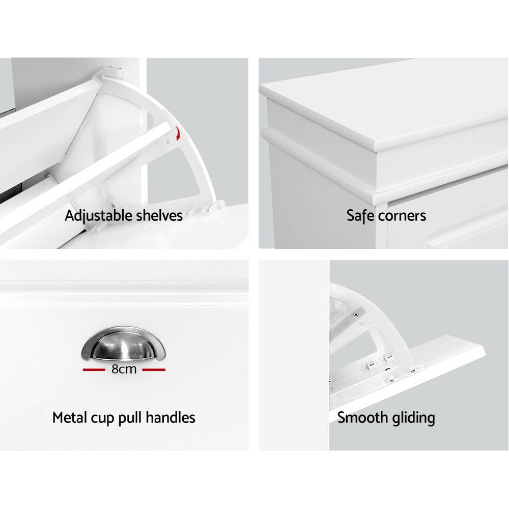 Artiss Shoe Rack Cabinet 18 Pairs 3-tier White Sena 7