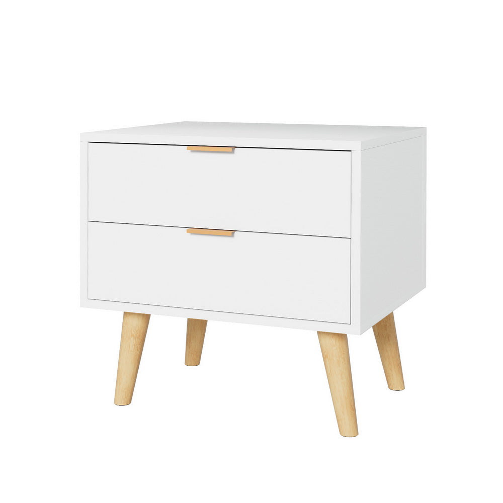Artiss Bedside Table 2 Drawers - White 7