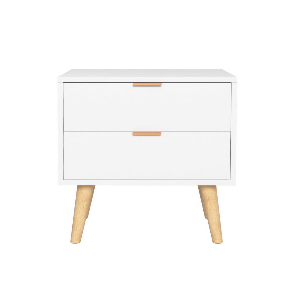 Artiss Bedside Table 2 Drawers - White 3