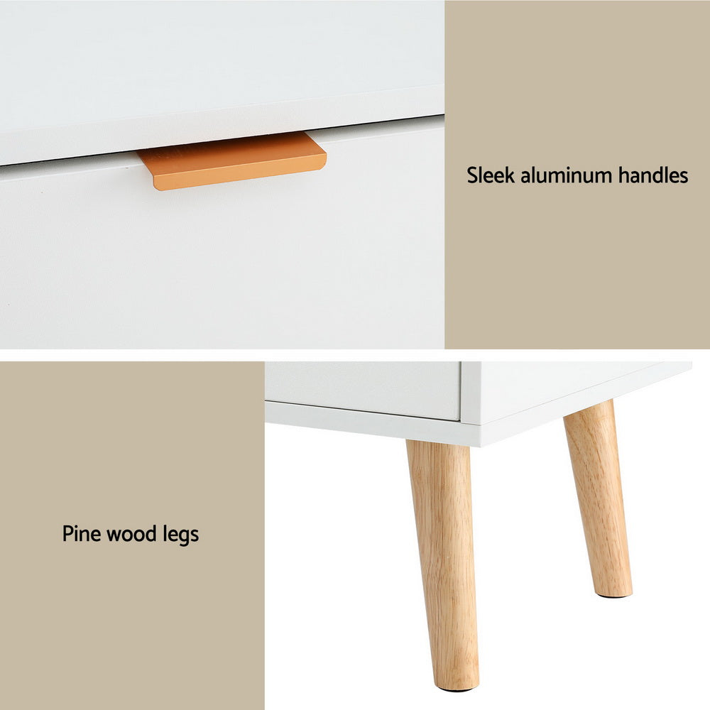 Artiss Bedside Table 2 Drawers - White 6