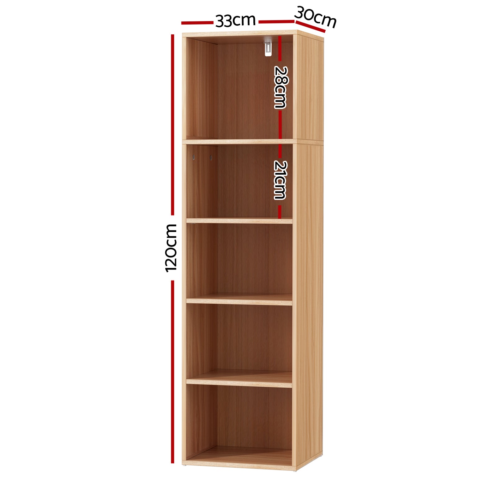 Artiss Bookshelf 5 Tiers MILO Pine 4