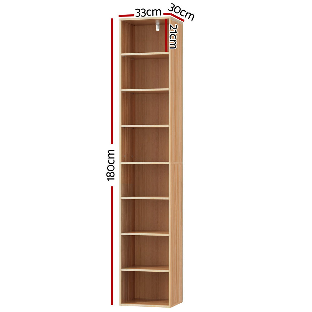 Artiss Bookshelf 8 Tiers MILO Pine 4