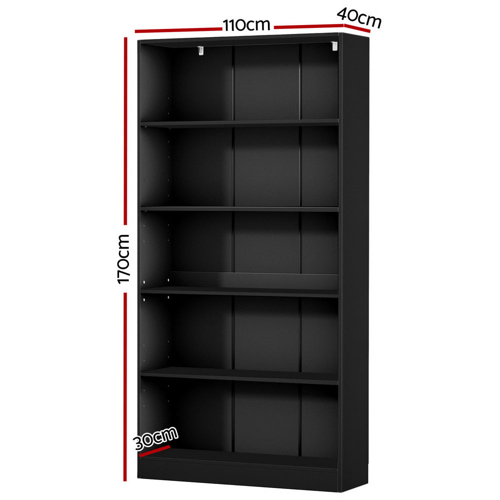 Artiss Bookshelf 5 Tiers ANTON Black 4