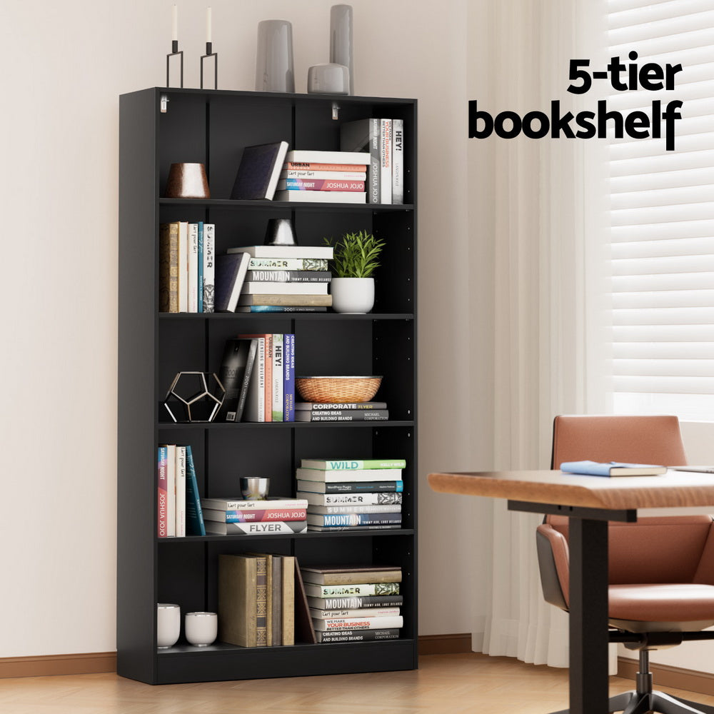 Artiss Bookshelf 5 Tiers ANTON Black 6