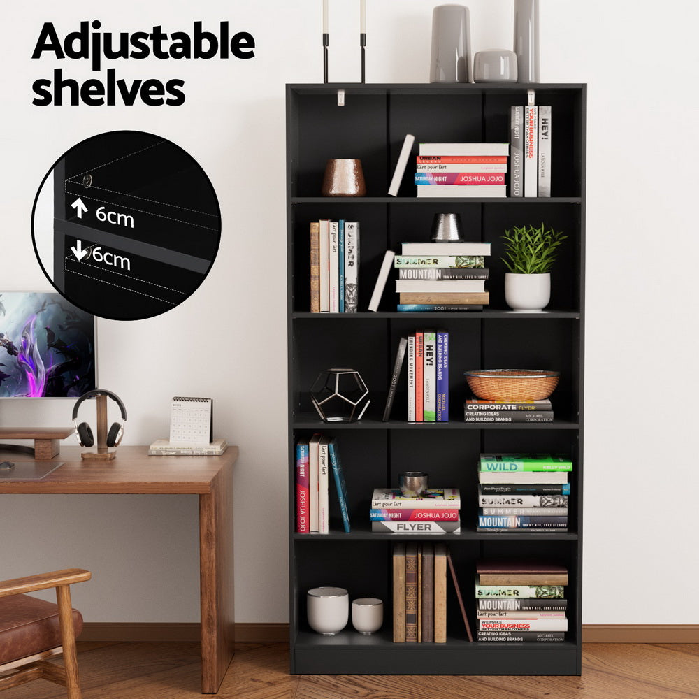 Artiss Bookshelf 5 Tiers ANTON Black 8