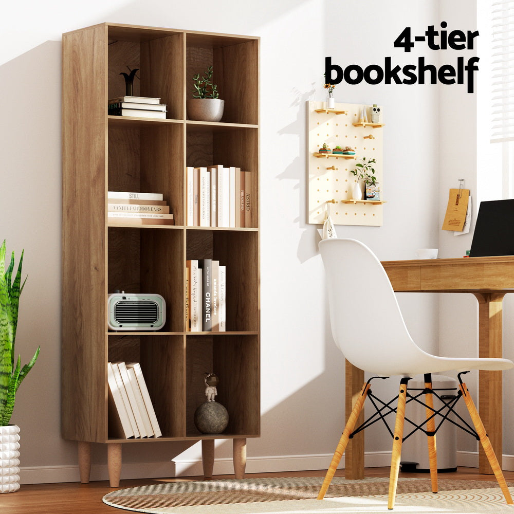 Artiss Bookshelf Bookcase 4 Tiers LEOR Walnut 6