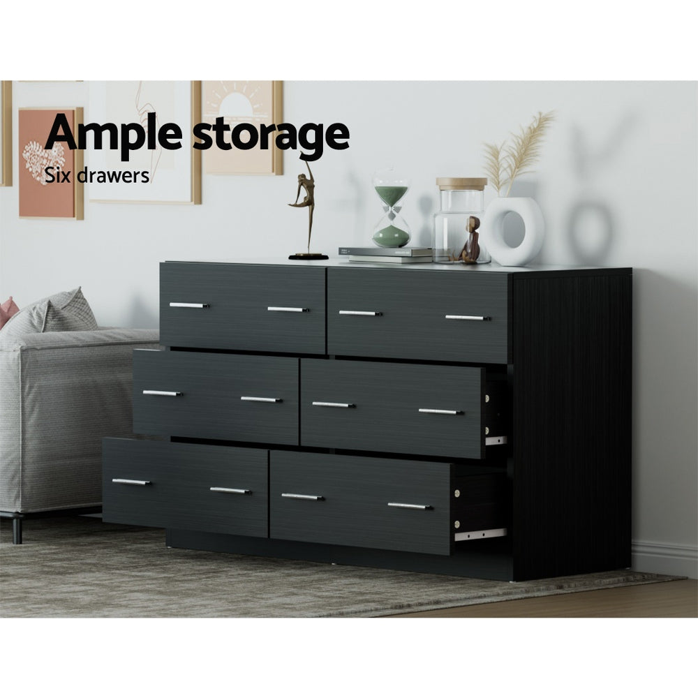Artiss 6 Chest of Drawers - VEDA Black 6