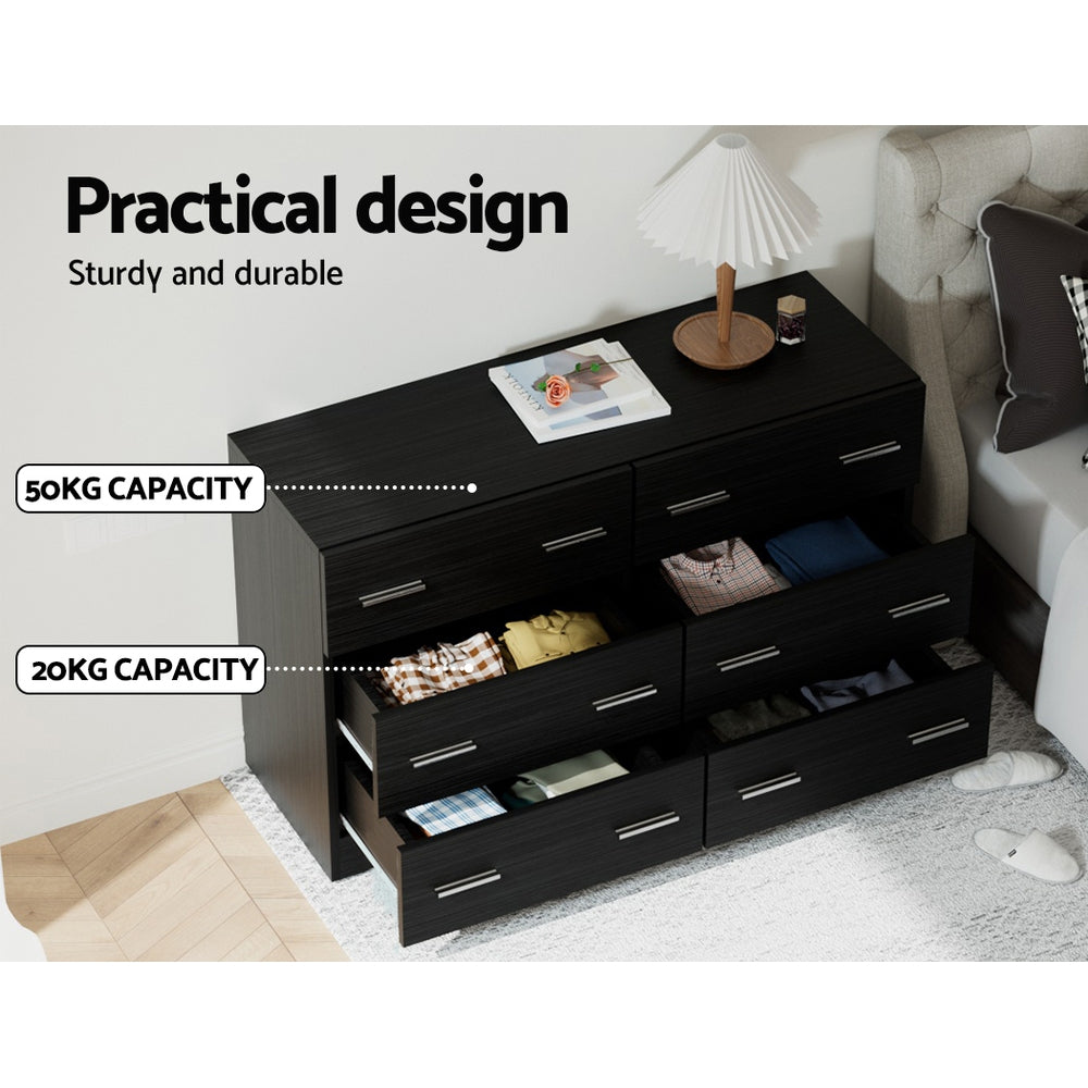 Artiss 6 Chest of Drawers - VEDA Black 7