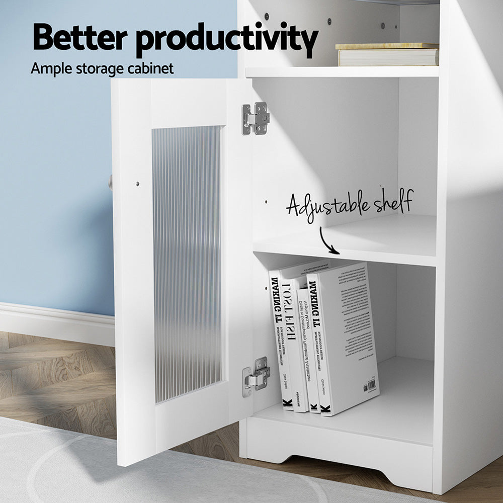 Artiss Computer Desk Shelf Cabinet L-Shape White 150CM 5