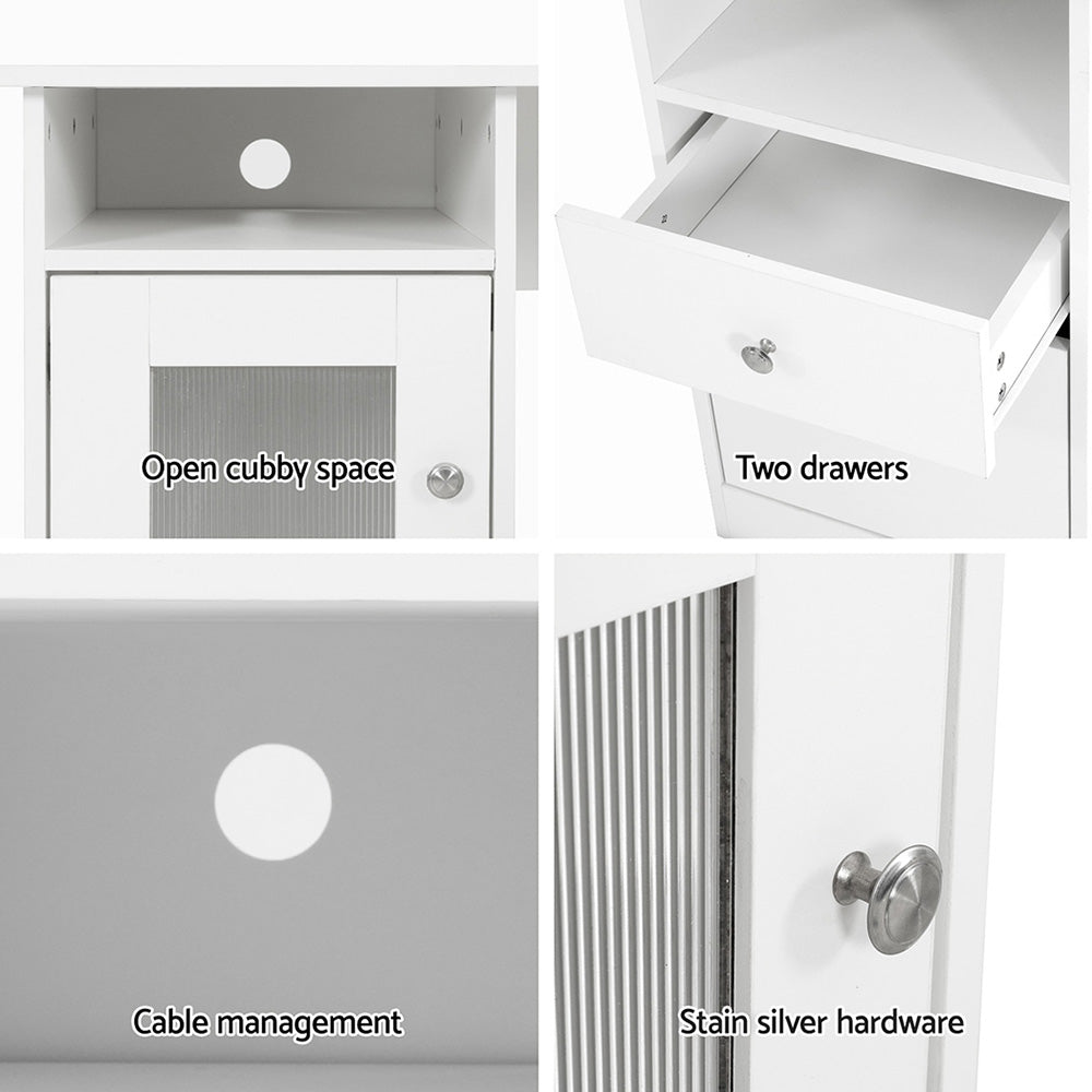 Artiss Computer Desk Shelf Cabinet L-Shape White 150CM 6